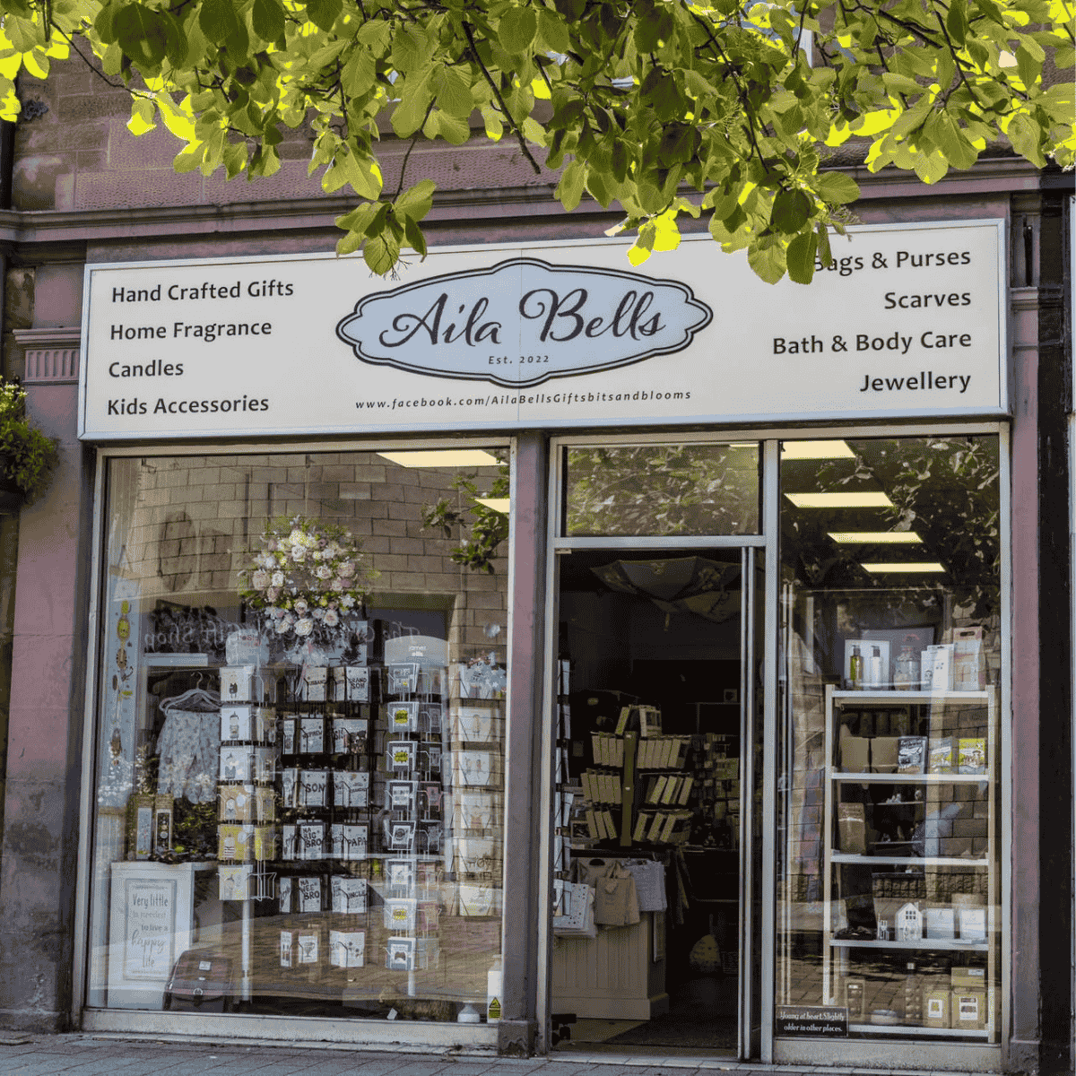 Aila Bells Gift Shop in Penicuik town centre selling handcrafted gifts, home fragrance, candles, jewellery and accessories